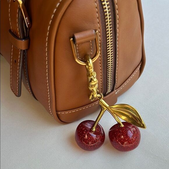 Cherry bag Charm in Gold and Red - Picture 2 of 12